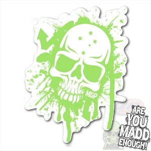 MGP Green White Skull Sticker 202-040