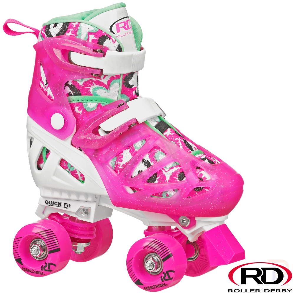 Roller Derby Pink/White Trac Star V2 Quad Skates distributed by J & R