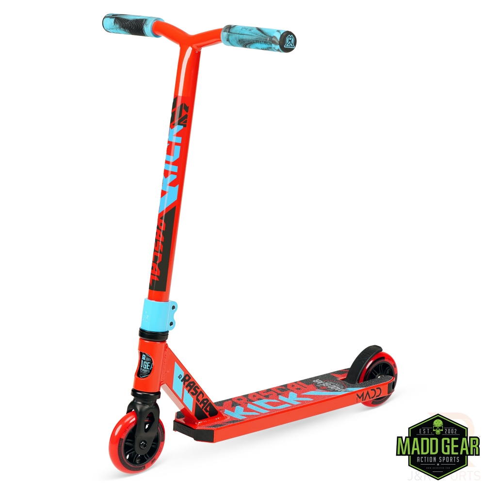 Madd Kick Mini Pro Rascal IV Scooter in Red/Blue from Madd Gear distributed by J & R Sports J