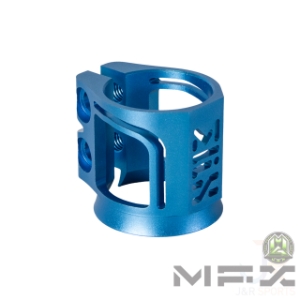 MFX X2 Cobra Scooter Clamp - Electric Blue - Angled - 205-195